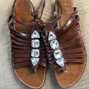 Rhinestone Sam Edelman brown sandal